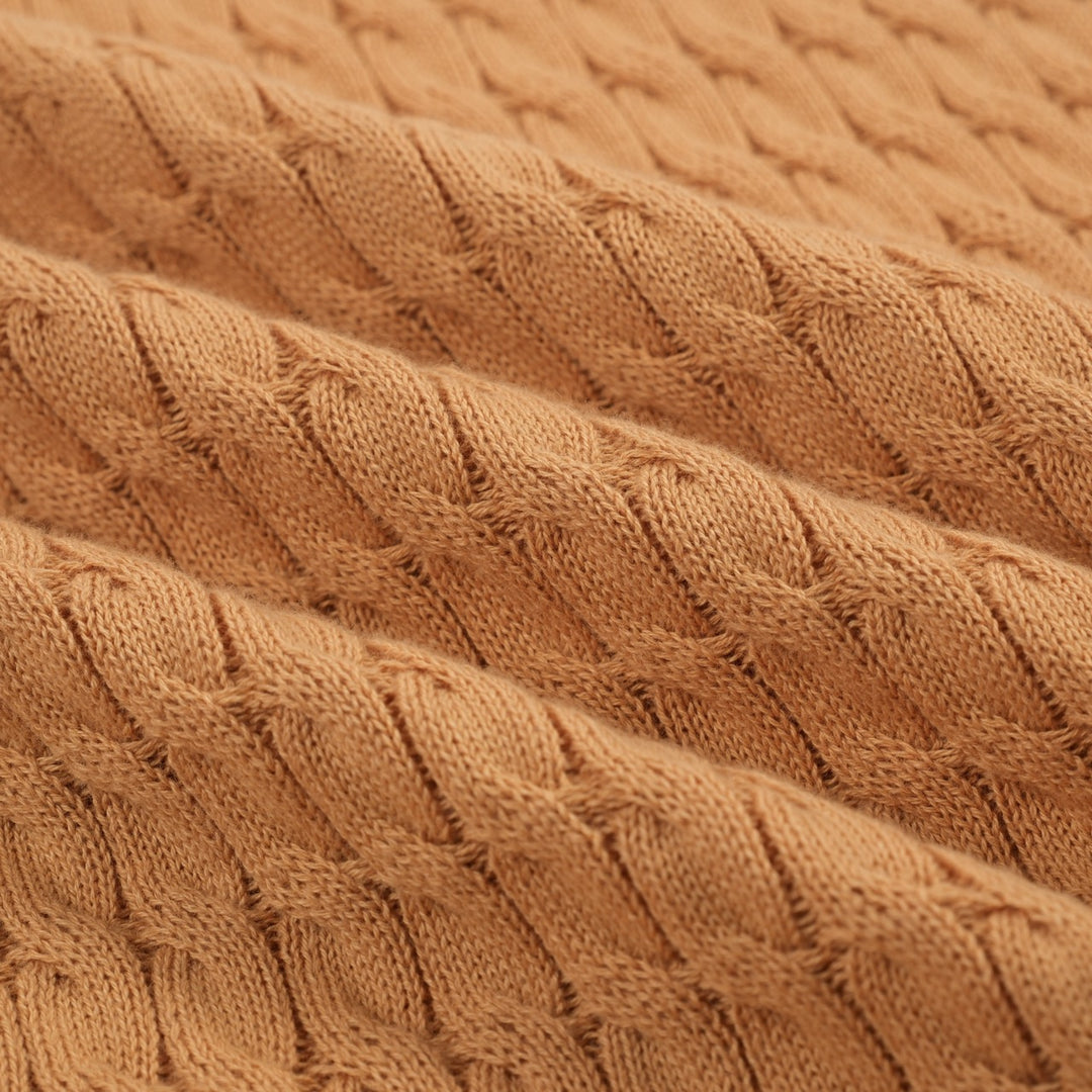 Women's khaki knit texture bubble sleeve T-shirt