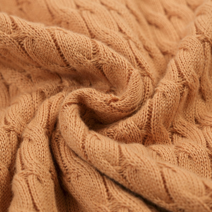 Women's khaki knit texture bubble sleeve T-shirt