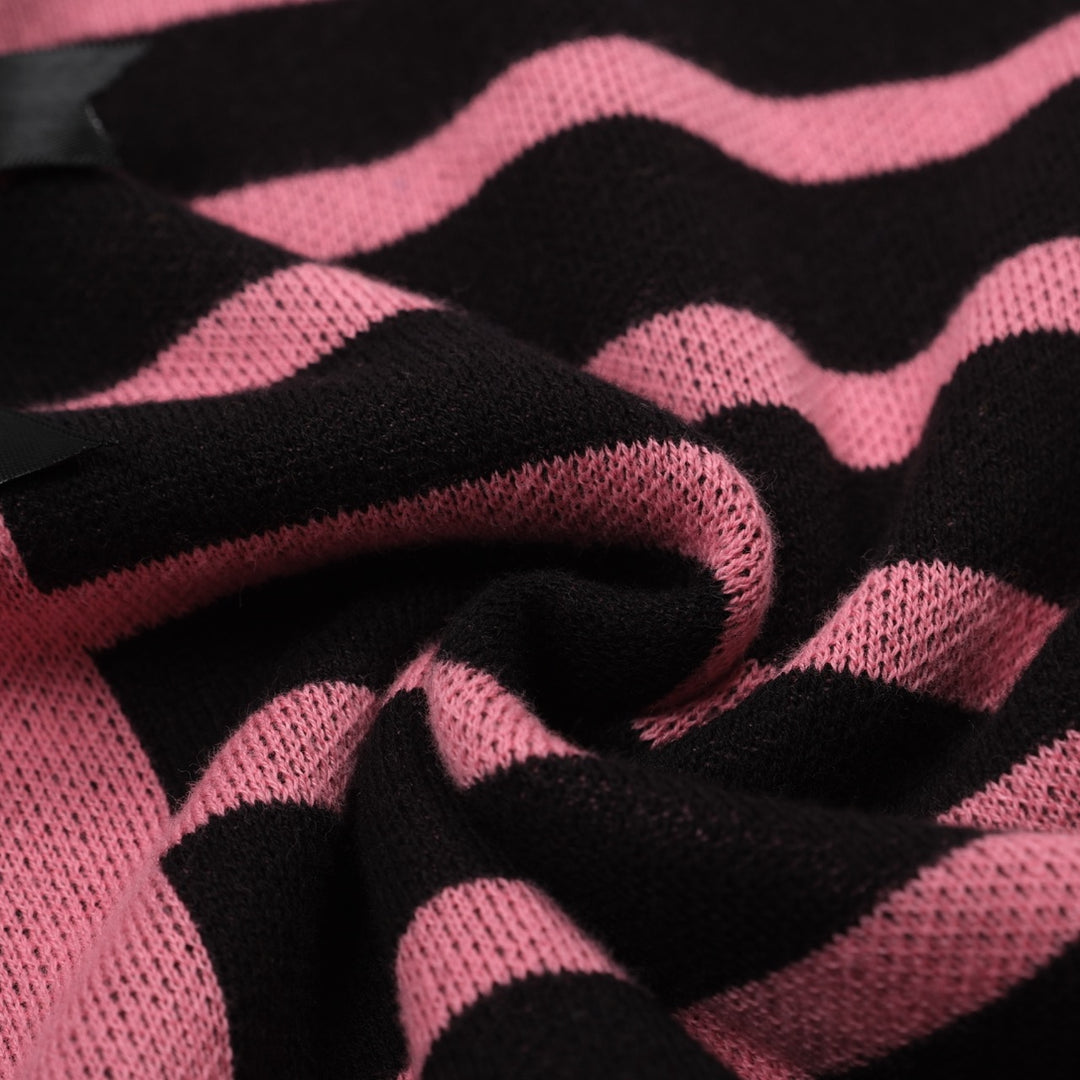 Kvinders pink stribet dukkekrave sløjfe strikket T-shirt