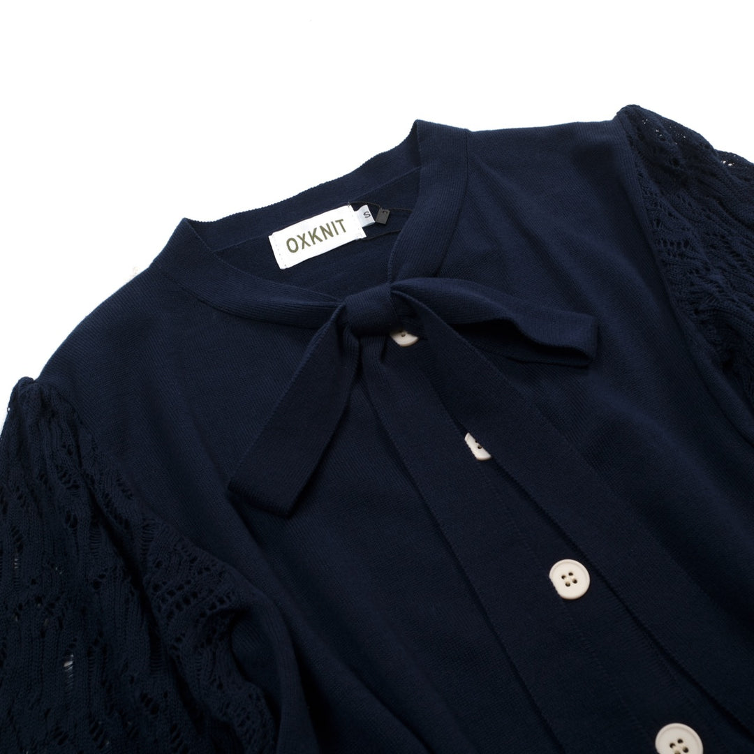 Women's dark blue  vintage knit summer cardigan