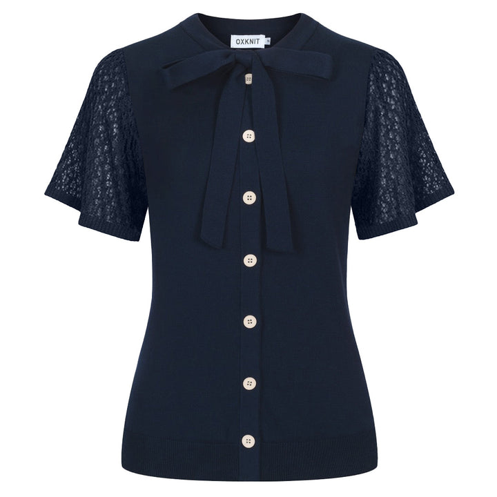 Women's dark blue  vintage knit summer cardigan