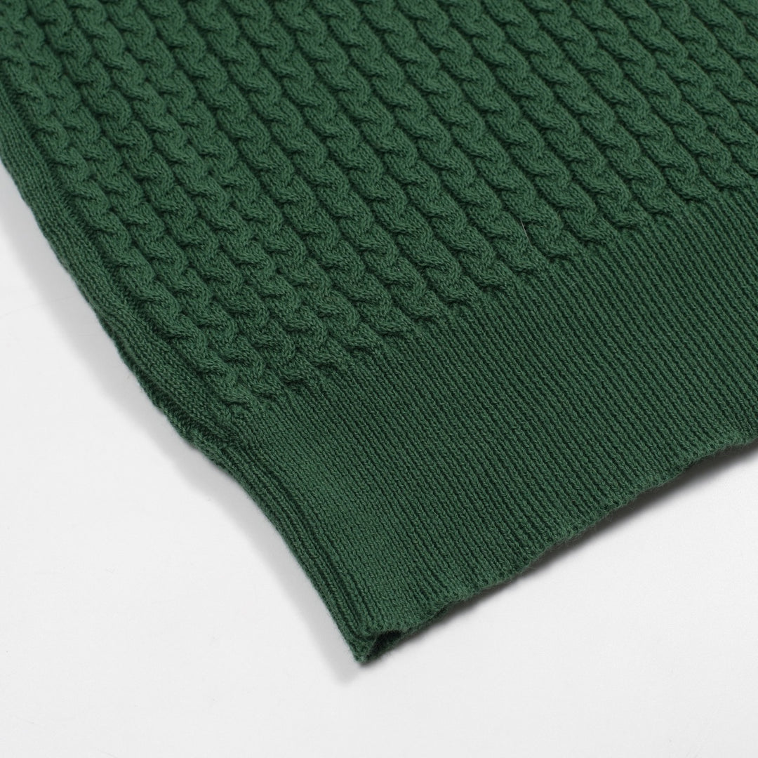 Women's green vintage collegiate style knitted V-neck polo