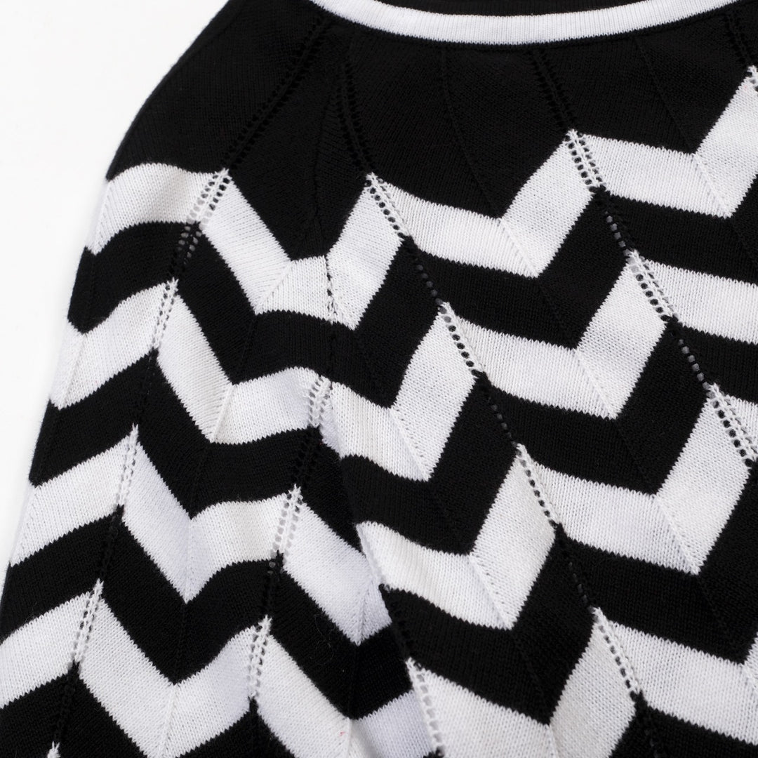 Zwart vintage preppy T-shirt met vijf minuten mouw voor dames