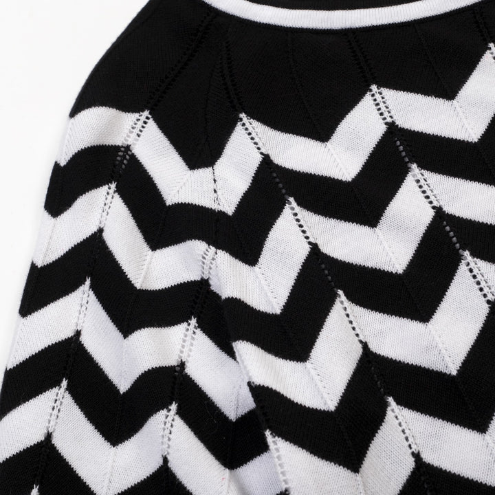 Zwart vintage preppy T-shirt met vijf minuten mouw voor dames