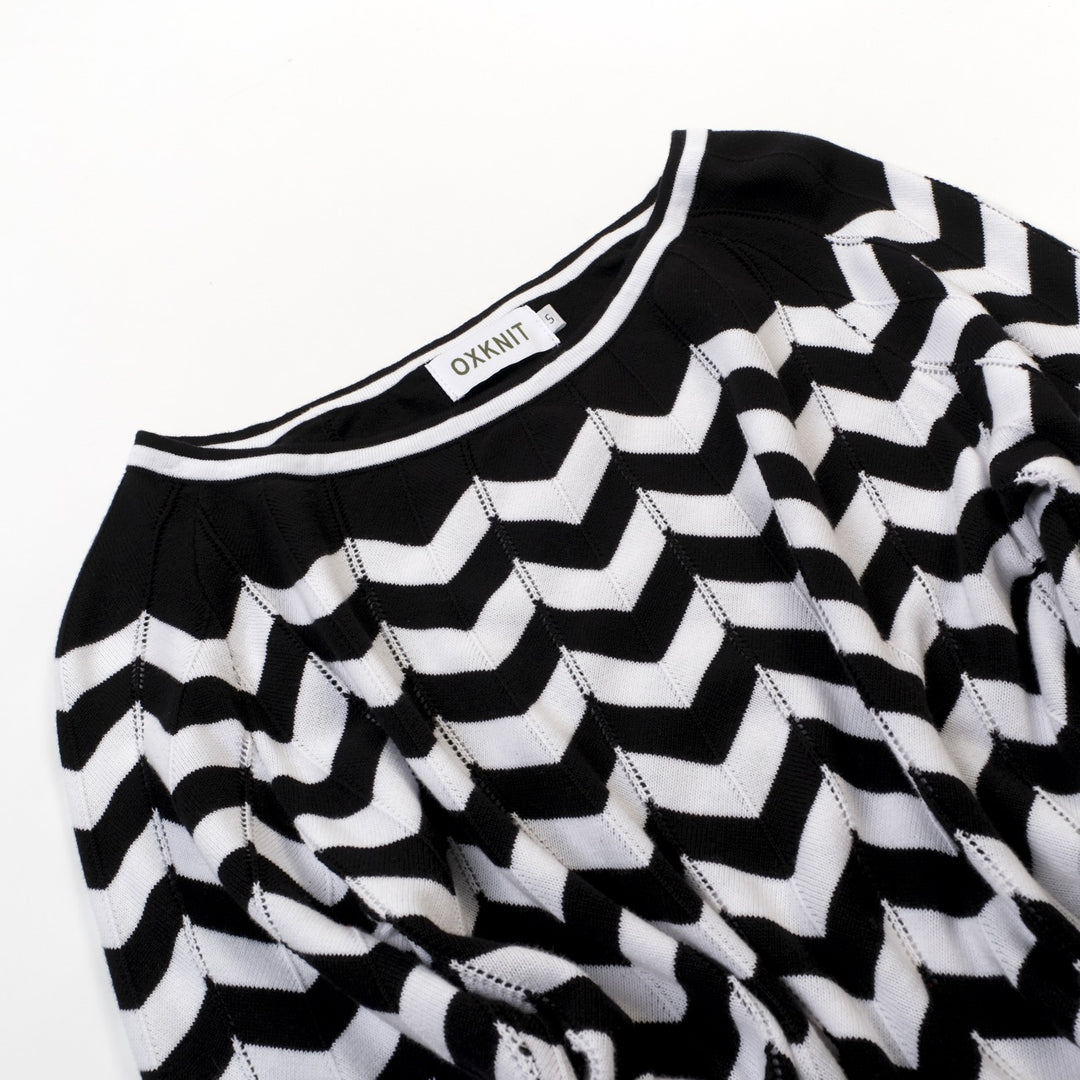 Zwart vintage preppy T-shirt met vijf minuten mouw voor dames
