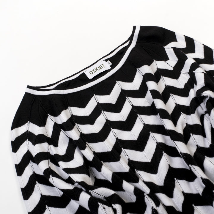 Zwart vintage preppy T-shirt met vijf minuten mouw voor dames