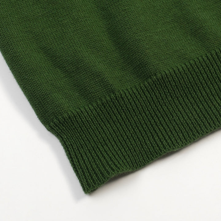 Women's green bat Jacquard vintage knit T-shirt - Cropped Length