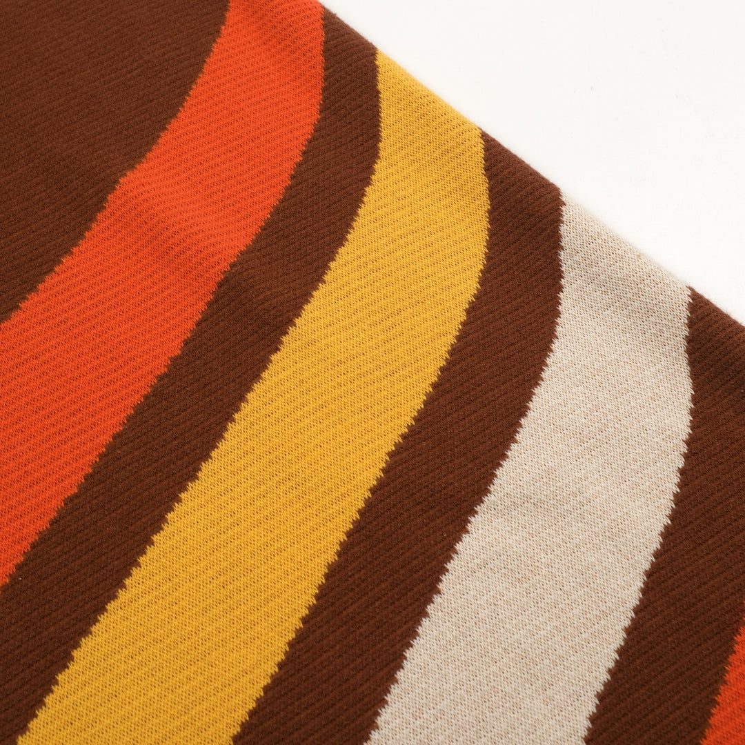Women's brown sun striped vintage jacquard knit dress set