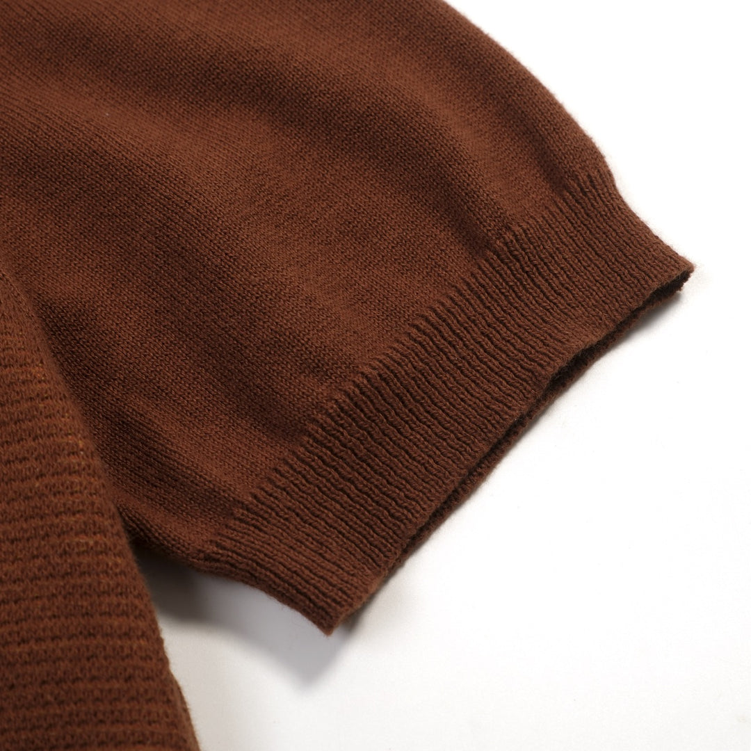 Women's brown sun striped vintage jacquard knit dress set