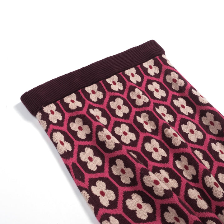 Vintage gebreide vintage gebreide jurkset voor dames met rood patroon