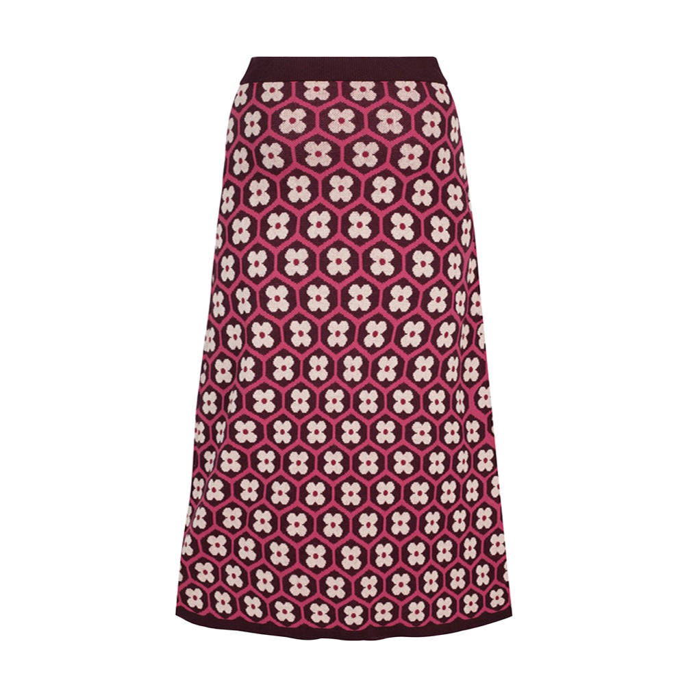 Vintage gebreide vintage gebreide jurkset voor dames met rood patroon