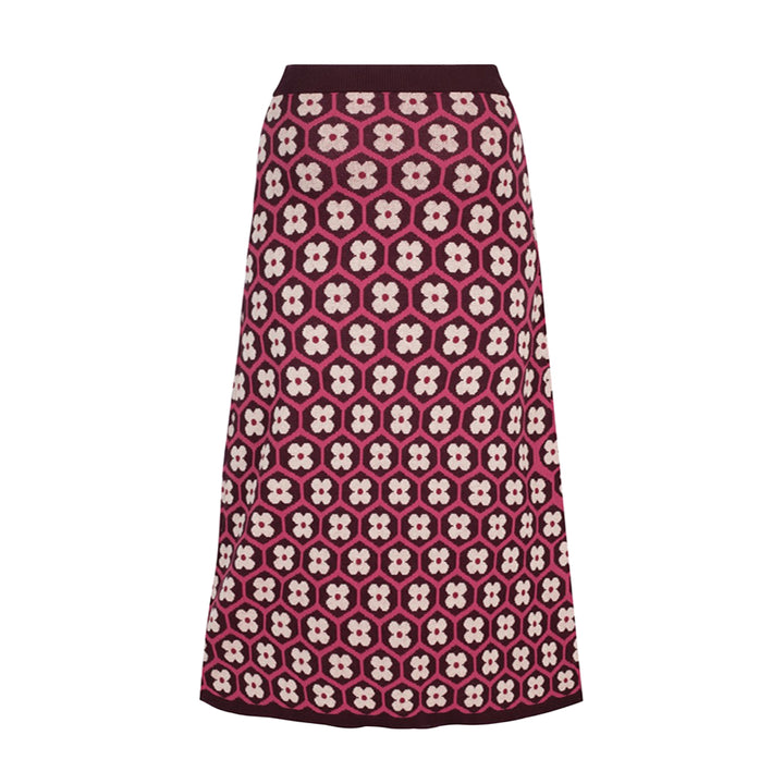 Vintage gebreide vintage gebreide jurkset voor dames met rood patroon