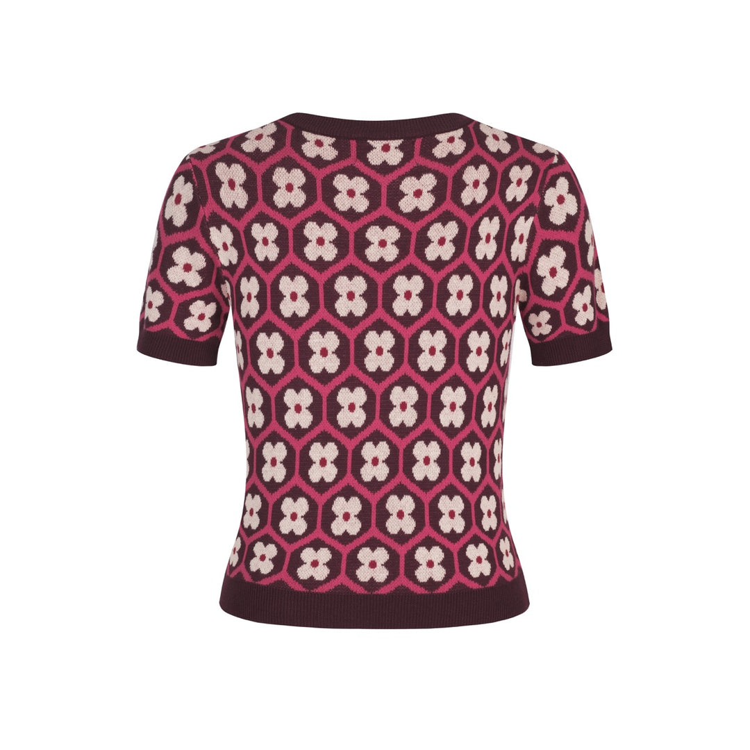 Vintage gebreide vintage gebreide jurkset voor dames met rood patroon