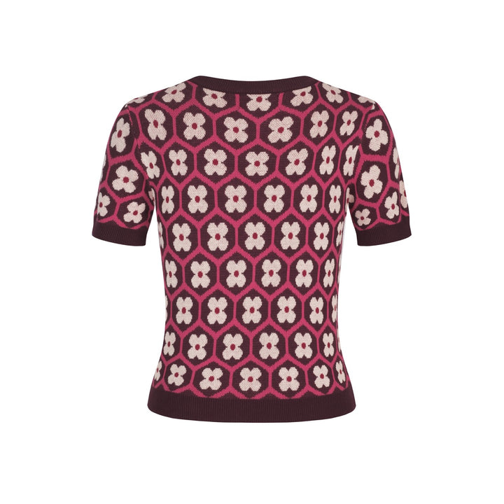 Vintage gebreide vintage gebreide jurkset voor dames met rood patroon