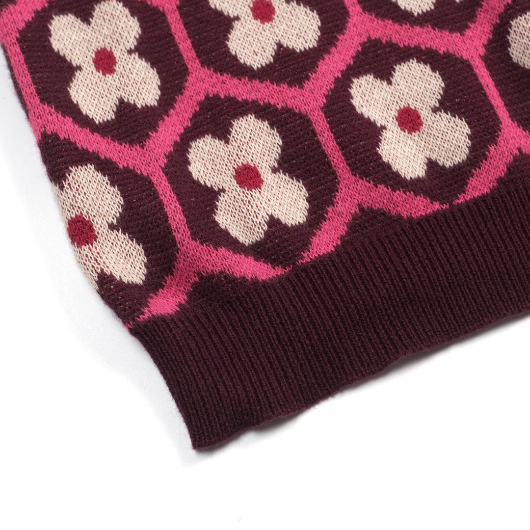 Vintage gebreide vintage gebreide jurkset voor dames met rood patroon