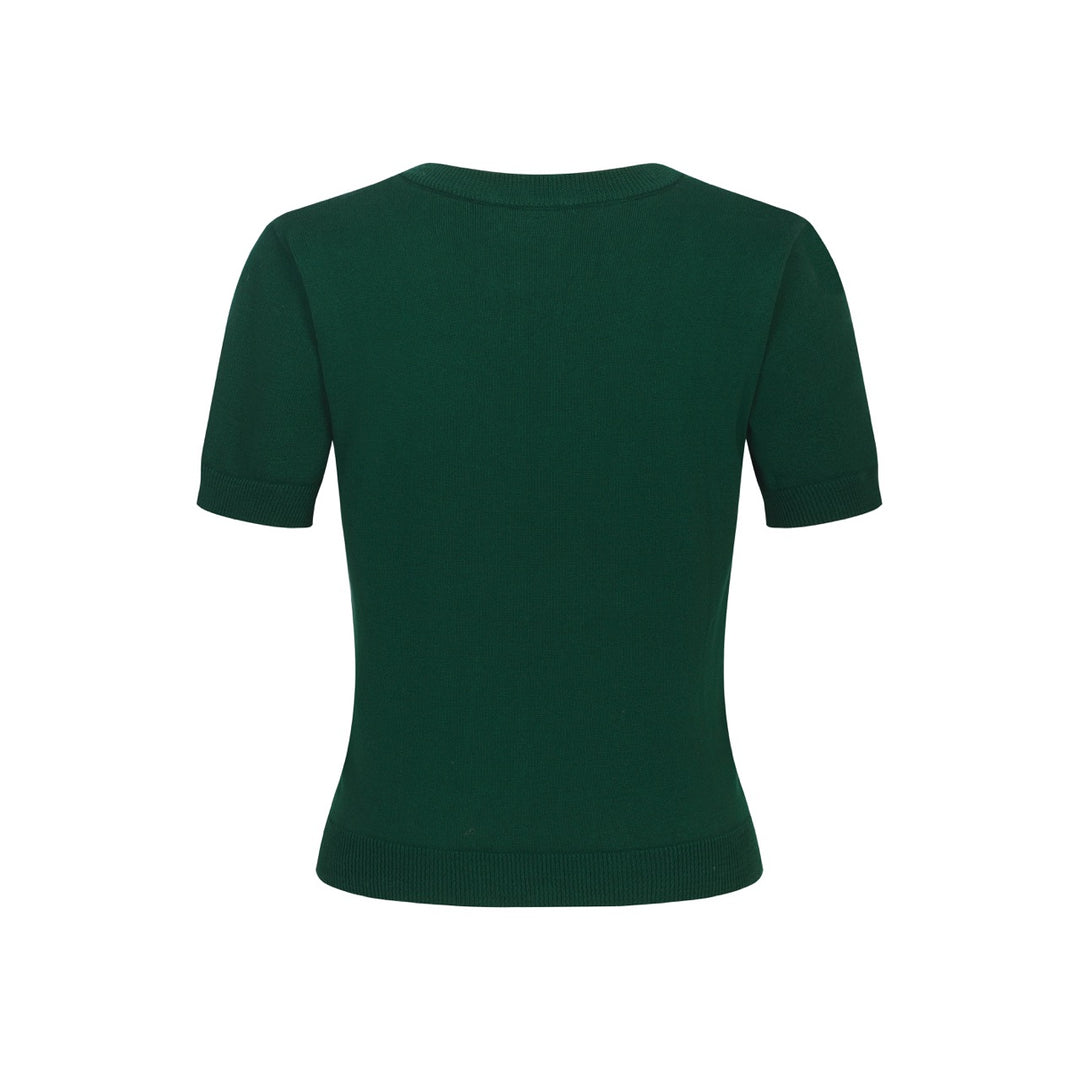 Women's Green Fox Embroidered Vintage Knit Dress Set