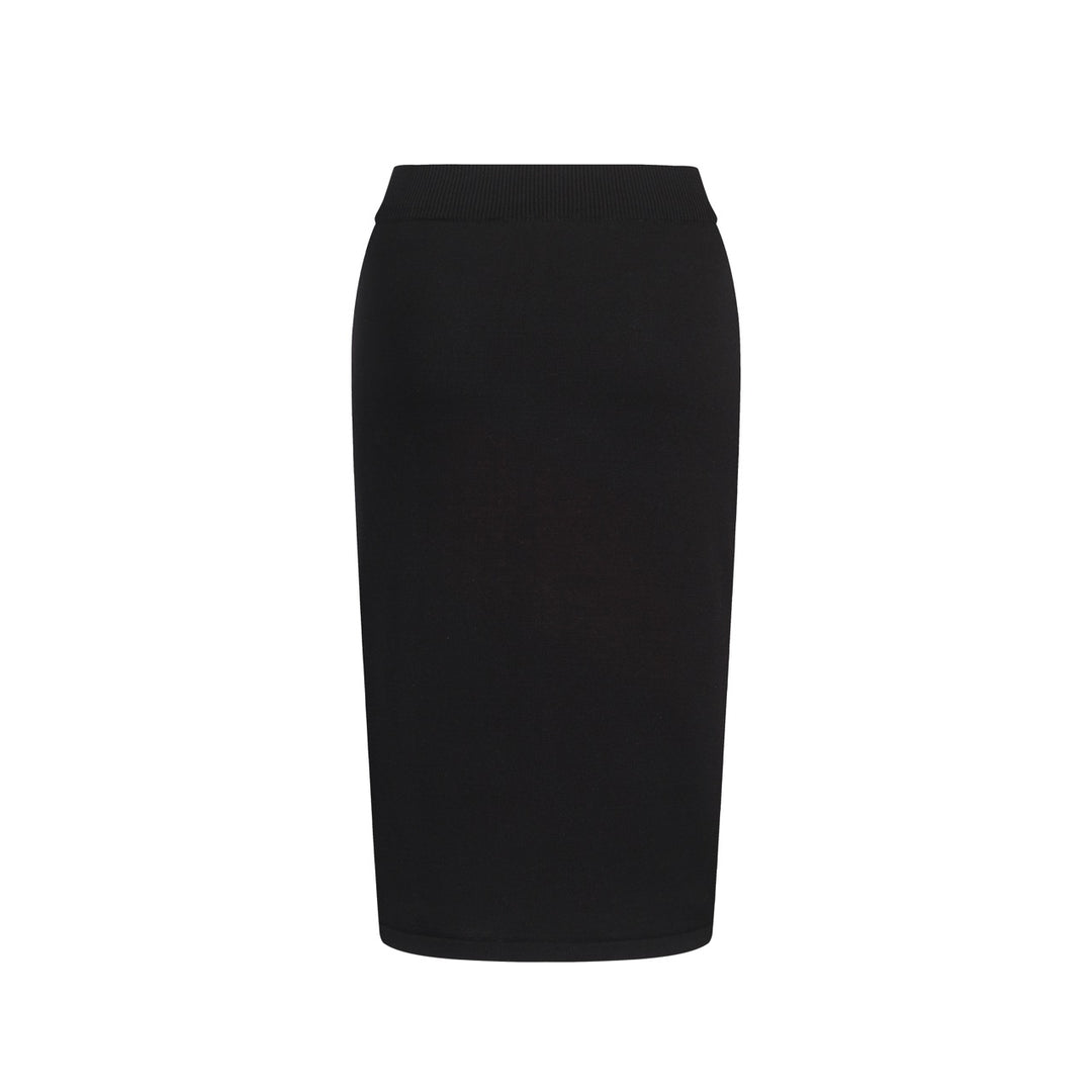 Women's black vintage striped jacquard knit vest skirt suit