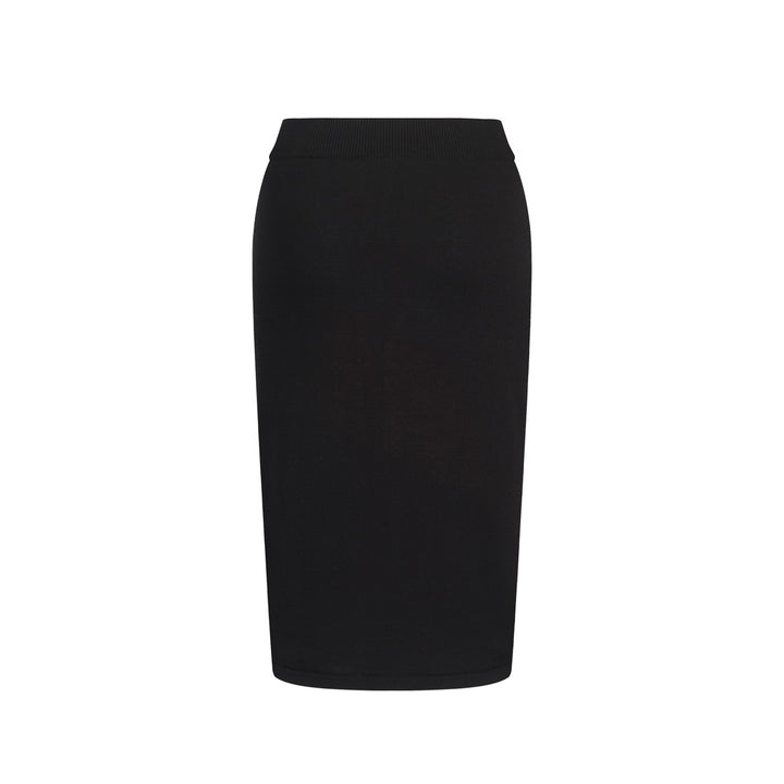 Women's black vintage striped jacquard knit vest skirt suit