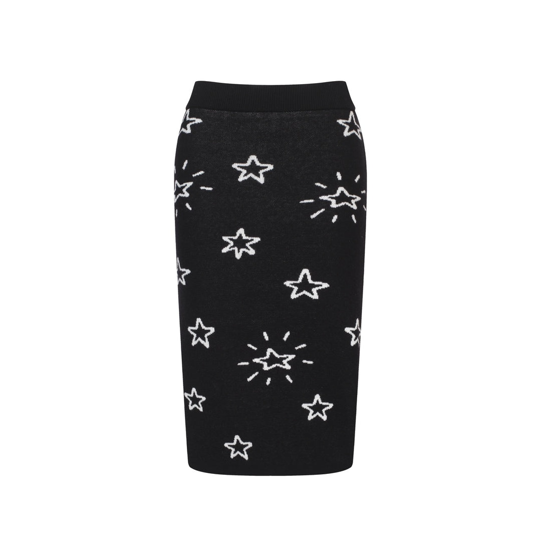Women's black planet Jacquard vintage vest skirt suit