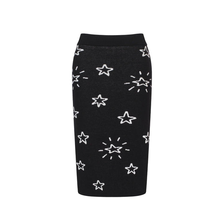 Women's black planet Jacquard vintage vest skirt suit