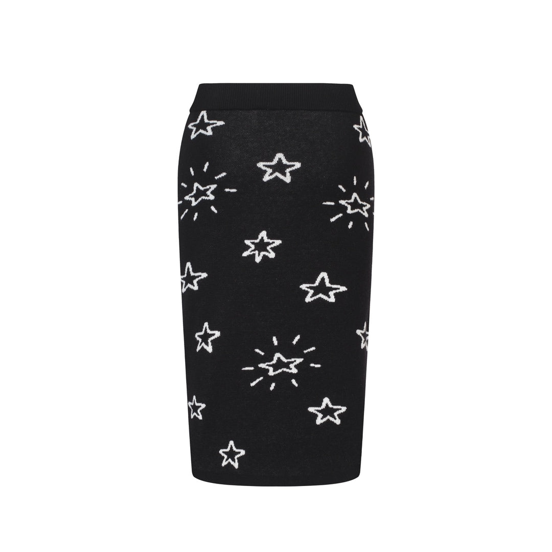 Women's black planet Jacquard vintage vest skirt suit