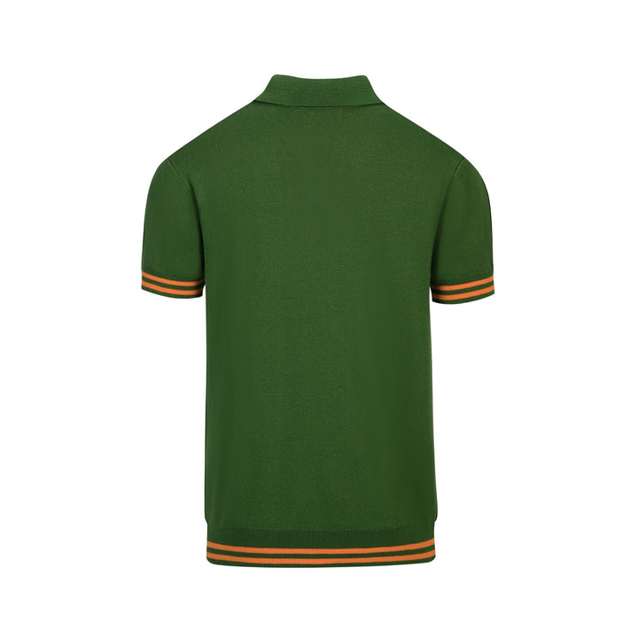 Polo manches courtes V-neck rétro guitare verte pour homme
