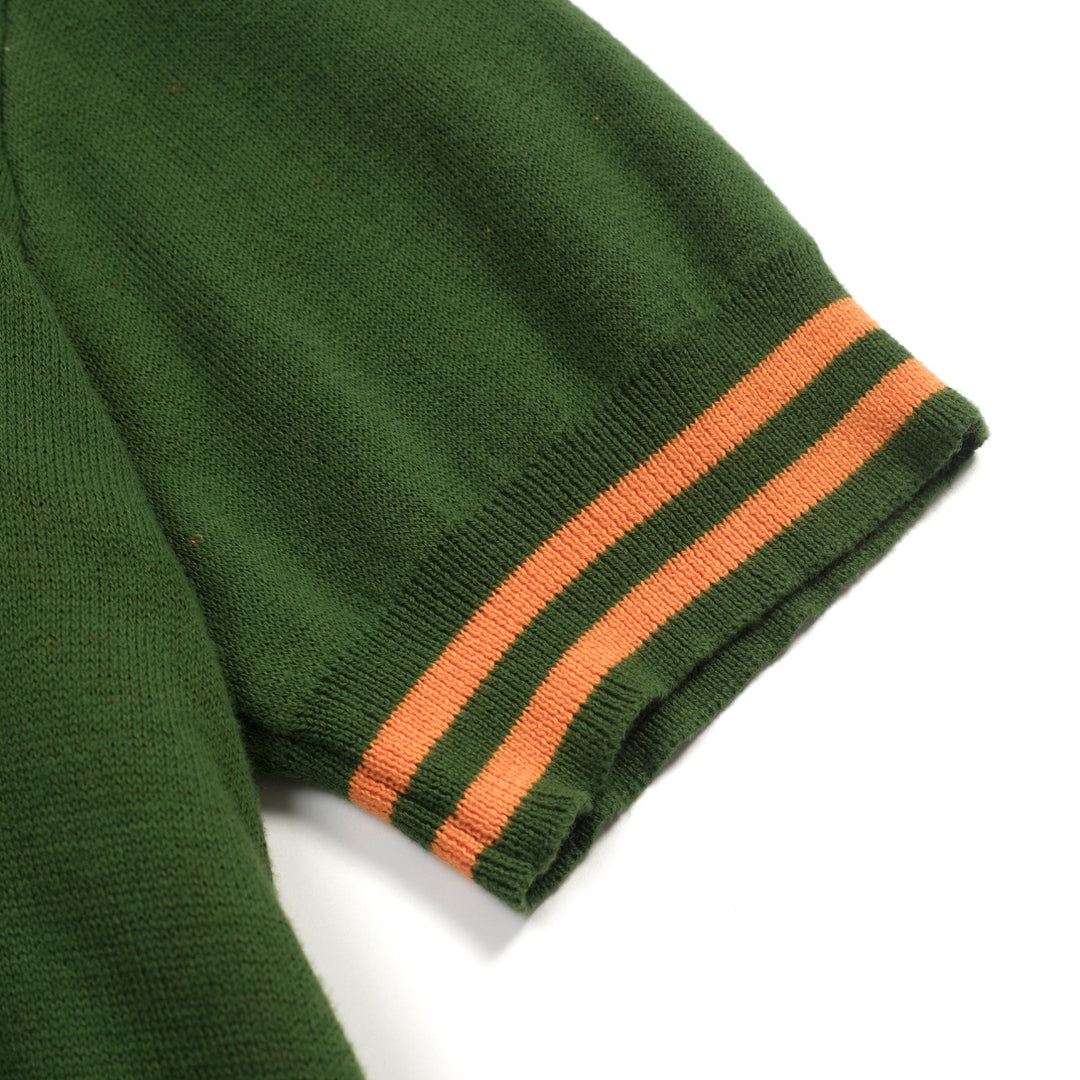 Polo manches courtes V-neck rétro guitare verte pour homme