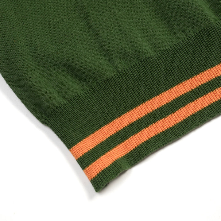 Polo manches courtes V-neck rétro guitare verte pour homme