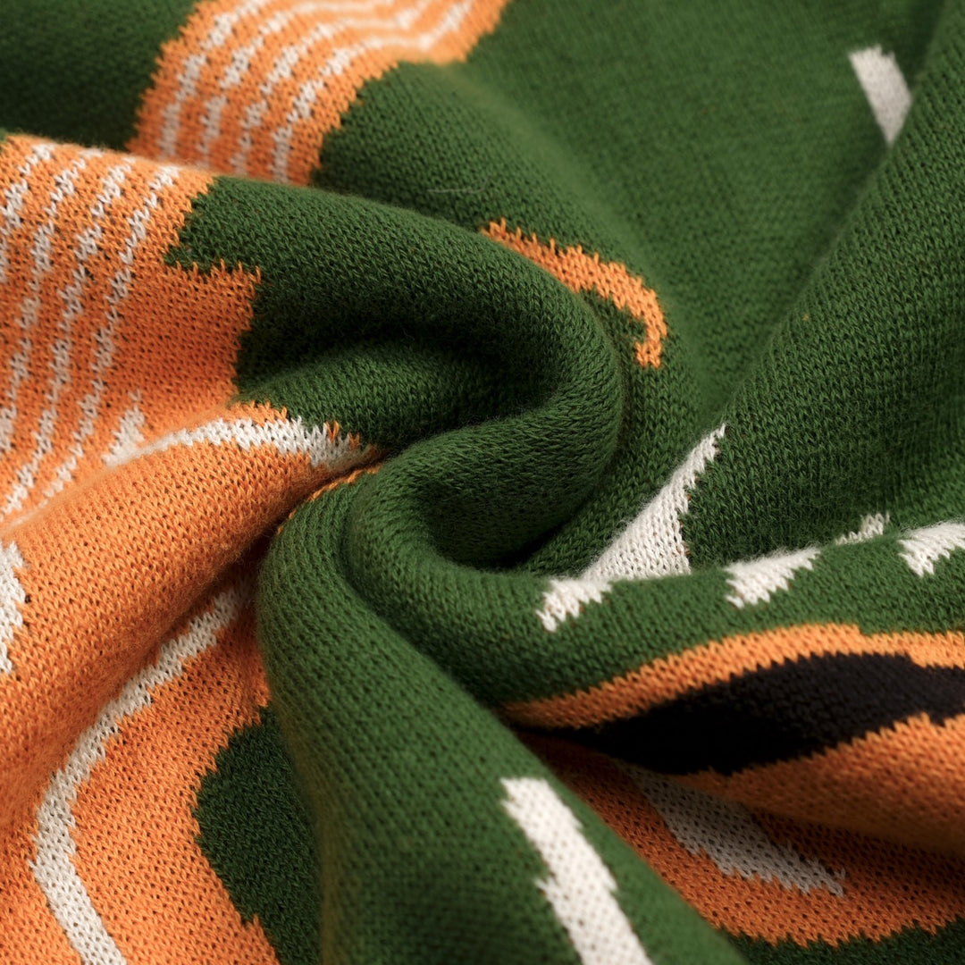 Polo manches courtes V-neck rétro guitare verte pour homme