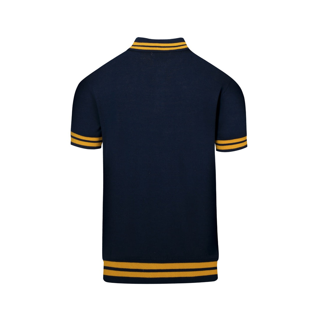 Mørkeblå vintage bee kortærmet strik poloshirt til mænd