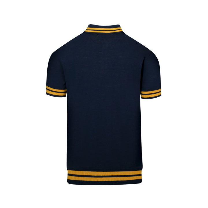 Mørkeblå vintage bee kortærmet strik poloshirt til mænd