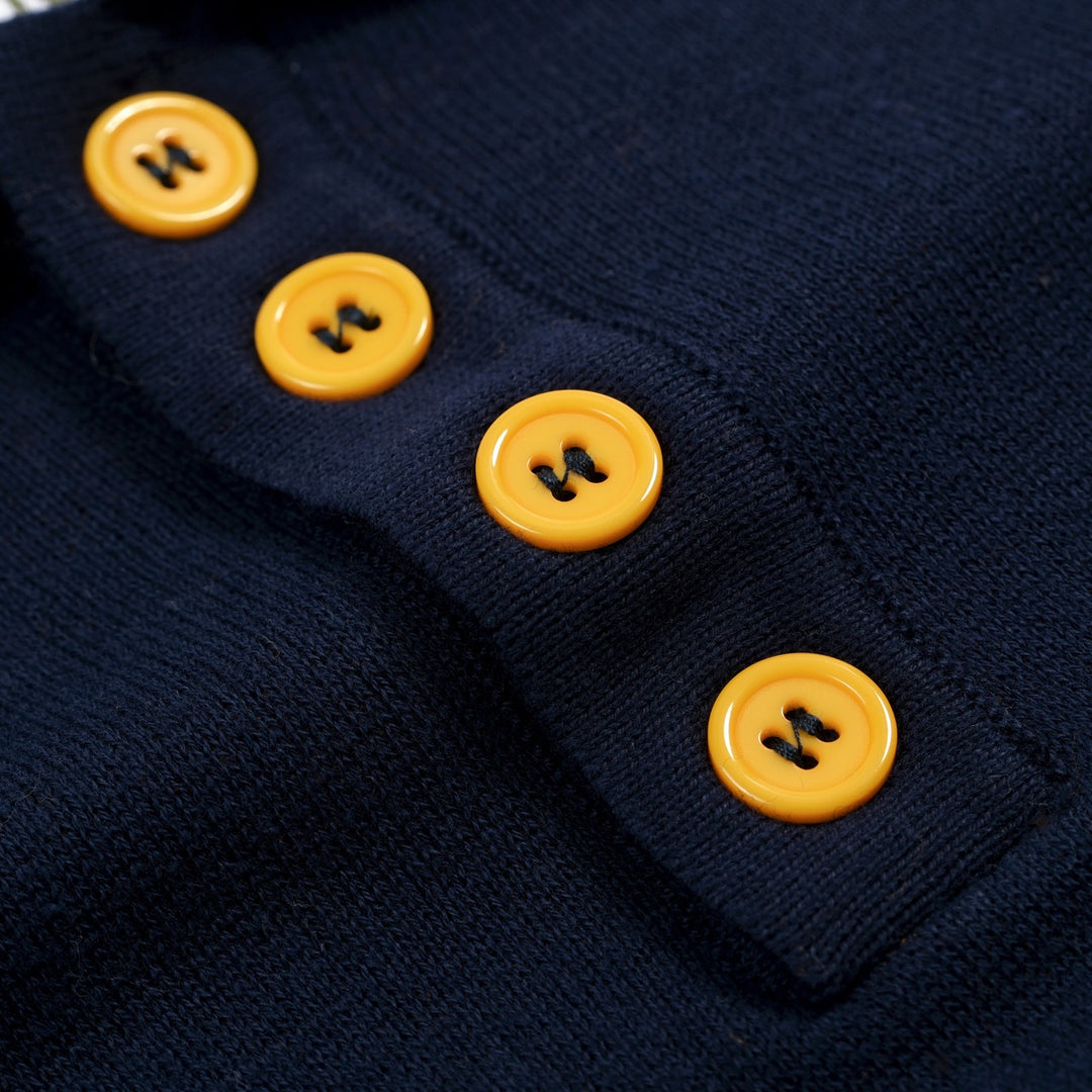 Mørkeblå vintage bee kortærmet strik poloshirt til mænd