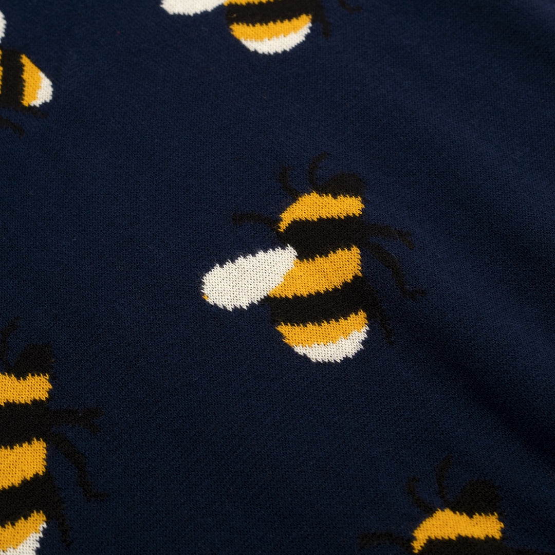 Mørkeblå vintage bee kortærmet strik poloshirt til mænd