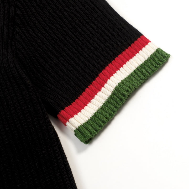 Ανδρική Μαύρη Πλεκτή Ζακέτα με Ριγέ Vintage Jacquard