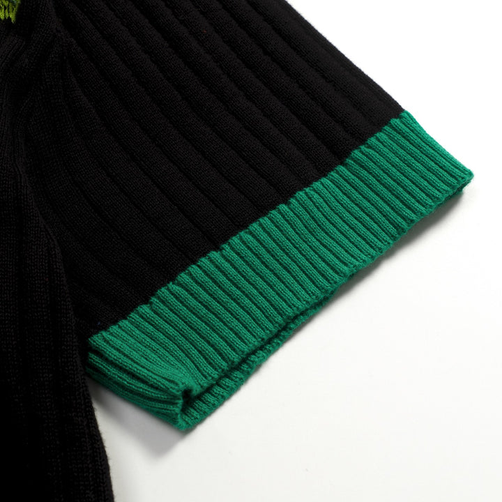 Brodert strikket cardigan for menn med svart stripete kokosnøtttre