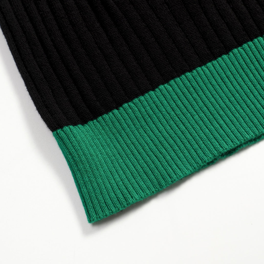 Brodert strikket cardigan for menn med svart stripete kokosnøtttre