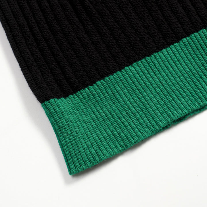 Brodert strikket cardigan for menn med svart stripete kokosnøtttre