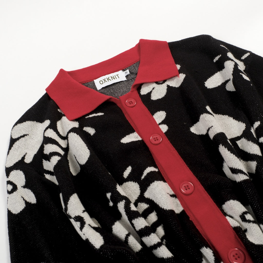 Camisa polo masculina de malha jacquard vintage Apricot Kitten