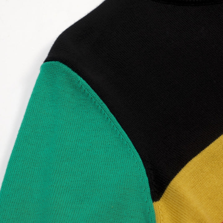 Women's black striped vintage knit five-quarter sleeve T-shirt