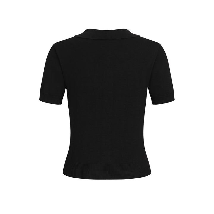 Kvinde sort killing broderet strik cardigan - Cropped Length