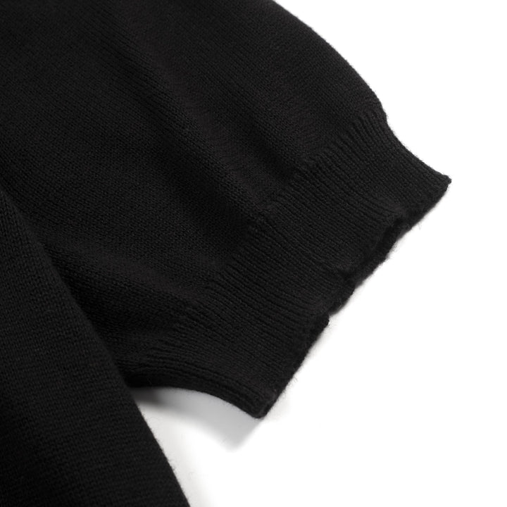 Kvinde sort killing broderet strik cardigan - Cropped Length