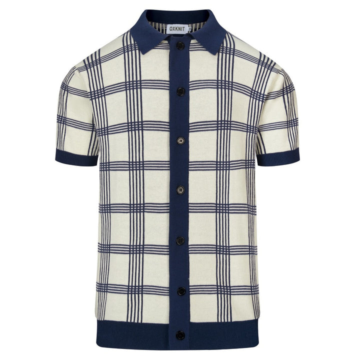 Heren Donkerblauwe Vintage Gestreepte Jacquard Gebreide Vest