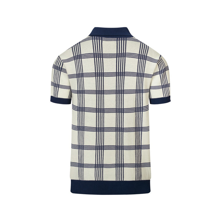 Heren Donkerblauwe Vintage Gestreepte Jacquard Gebreide Vest