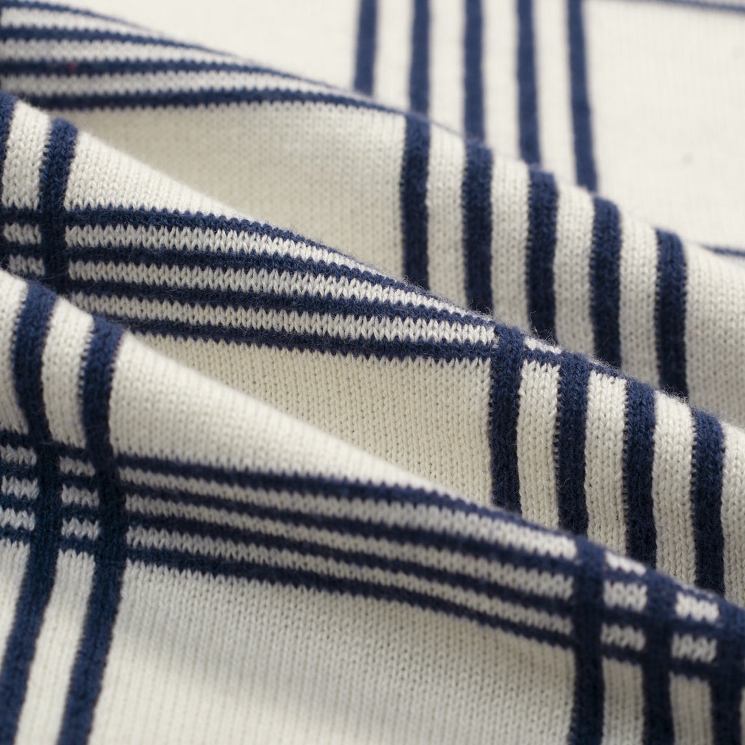 Heren Donkerblauwe Vintage Gestreepte Jacquard Gebreide Vest