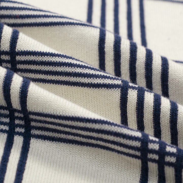 Heren Donkerblauwe Vintage Gestreepte Jacquard Gebreide Vest