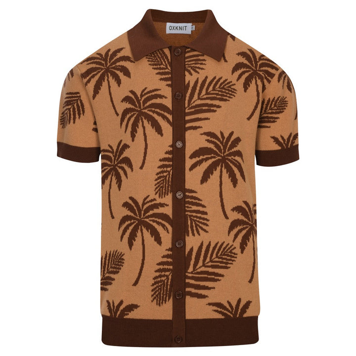 Donkerbruin vintage kokosnoot jacquard gebreid vest voor heren