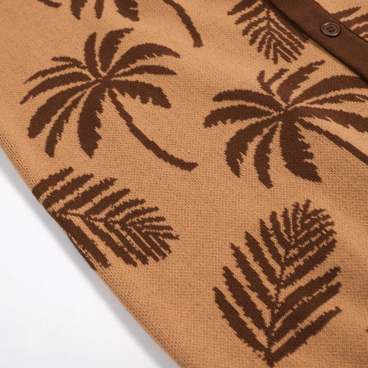 Donkerbruin vintage kokosnoot jacquard gebreid vest voor heren