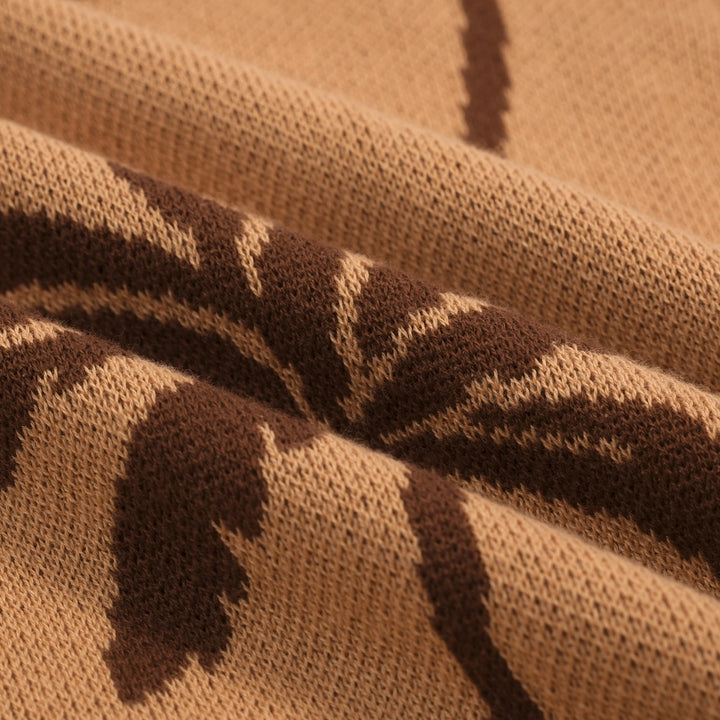 Donkerbruin vintage kokosnoot jacquard gebreid vest voor heren