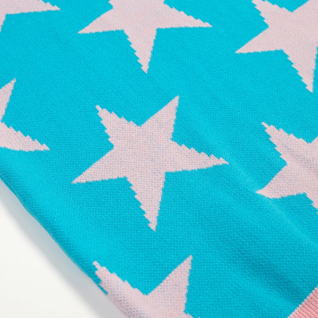 Cerulean Vintage Star Art Jacquard Pikétröja för män