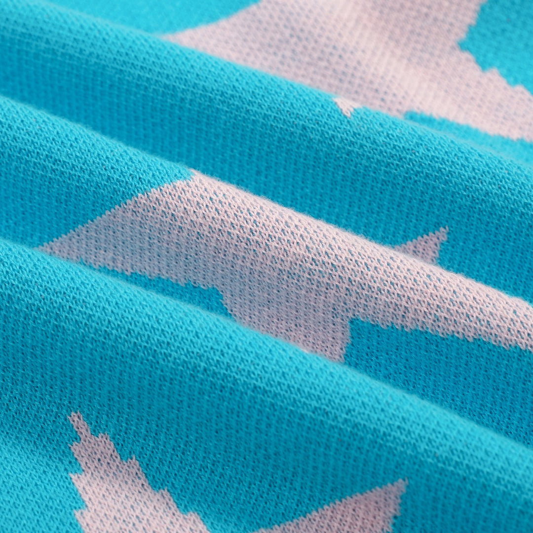 Cerulean Vintage Star Art Jacquard Pikétröja för män